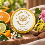 Spring Natural Deodorant with raw ingredients of orange, geranium, ylang-ylang 