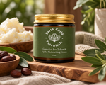 Tallow Moisturiser with its raw ingredients: grass-fed beef tallow and jojoba seeds 