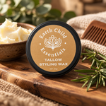 Tallow Styling Wax with raw ingredients of tallow and rosemary